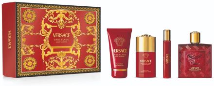 Versace Eros Flame Set - EDP 100ml + Sprchový gel 50ml + Deo Stick 75ml + Travel Spray 10ml Dárková sada