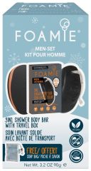 Foamie Starter Body Men Set - Sprchová péče pro muže 3v1 90 ml + Travel box 1ks Dárková sada