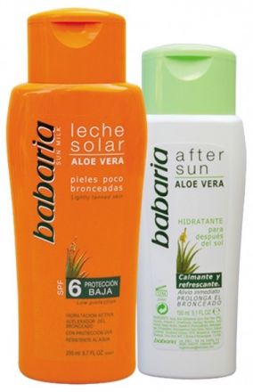 Babaria Sun Leche Solar Sun Milk Aloe Vera - Opalovací mléko s výtažkem z Aloe Vera SPF6 200ml + mléko po opalování 150ml