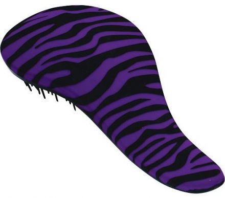Detangler kartáč na vlasy s rukojetí pogumovaný Zebra - Fialovo-černý