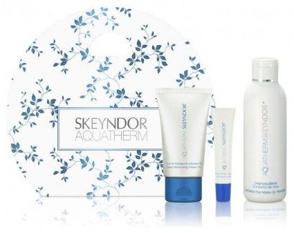 Skeyndor Aquatherm Set - Hluboce zvlhčující krém FII 50ml + Krém na oční okolí 15ml + Jemný odličovač očí Dárková sada