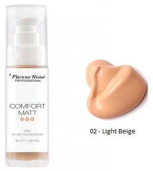 Pierre René Comfort Matt Foundation Professional - Vyrovnávací make-up č. 02 Light Beige 30 ml