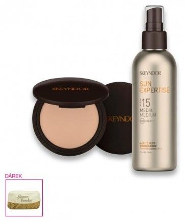 Skeyndor Sun Expertise Sun Set č.3 - Suchý olej SPF15 150ml + Make-up SPF50 01 - světlý + Neceser Dárková sada