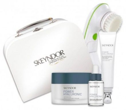 Skeyndor Power Hyaluronic Vánoční sada 2016 normální pleť - Hydratační emulze 50ml + Gel na oční okolí a řasy 15ml + Booster 15ml + Elektrický kartáček + Kosmetický kufřík Dárková sada