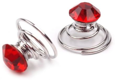 Spona do vlasů - pružinka s kamínkem červená 1ks