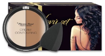 Pierre René Vánoční sada č.4 - Konturovací paletka 9g + Konturovací houbička 1ks + Ozdobné tetování Dárková sada