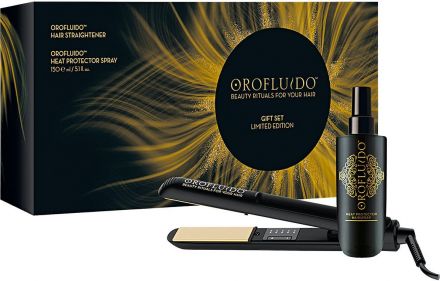 Orofluido Hair Straightener Gift Set - Žehlička na vlasy Orofluido černá + Termoochranný sprej Orofluido 150ml Dárková sada