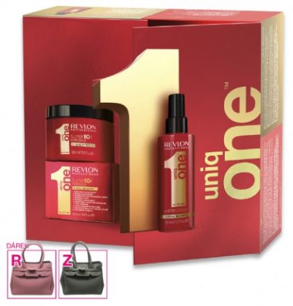 Revlon Uniq One2 Vánoční Sada - Neoplachovací péče 150 ml + maska 300 + kabelka Dárková sada