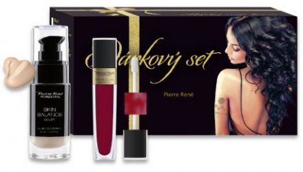 Pierre René Set B Vánoční Sada - Krycí make-up Skin balance č. 23 30 ml + rtěnka Matte Fluid č. 7 6 ml Dárková sada