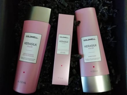 Goldwell Kerasilk Color Vánoční Sada - Šampon pro barvené vlasy 250 ml + kondicioner 200 ml + zkrášlující vlasový parfém 50 ml Dárková sada