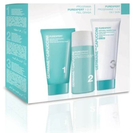 Germaine de Capuccini Purexpert Natural Perfect 1-2-3 Oily Skin Set - Čistící matující pěna 30 ml + exfoliační esence 50 ml + tónovací krém 50 ml Dárková sada