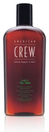 American Crew Tea Tree 3in1 - Šampon+kondicionér+sprchový gel 1000 ml