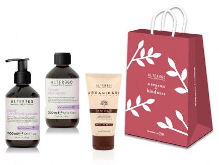 Alter Ego Repair Sada - Šampon pro obnovu vlasů 300 ml + maska 300 ml + krém na ruce 75 ml + vánoční taška Dárková sada