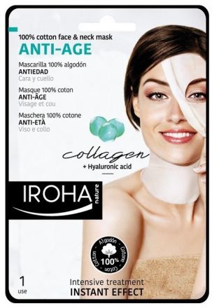 Iroha Cotton Anti-age mask - Maska na obličej a krk proti stárnutí pleti 30 ml