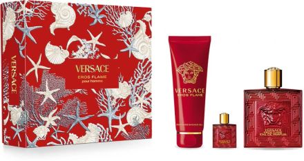 Versace Eros Flame Men Set - EDP 100 ml + EDP 5 ml + sprchový gel 150 ml Dárková sada