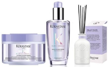 Kérastase Blond Absolu Set2 - Šampon Cicaextreme 250ml + Vyživující olej pro blond vlasy 100ml + Bytová vůně 200ml Dárková sada