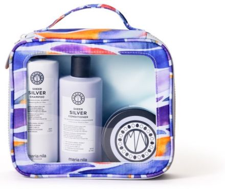 Maria Nila Sheer Silver Beauty Bag SS23 - Šampon 350 ml + kondicionér 300 ml + maska 250 ml Dárková sada
