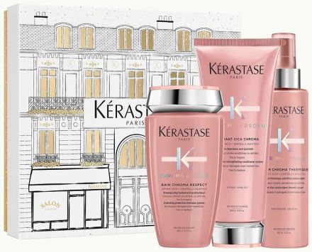 Kérastase Chroma Absolu Vánoční Set - Šampon Bain chroma 250 ml + péče 200 ml + sérum 150 ml Dárková sada