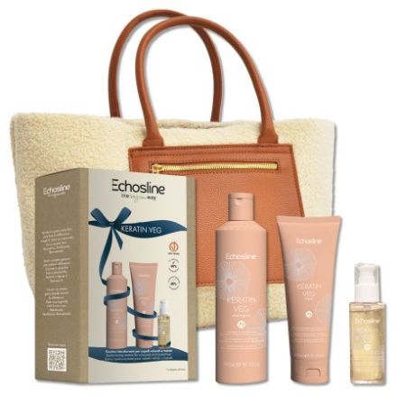Echosline Keratin Veg Vánoční Set - Šampon 300 ml + maska 300 ml + fluid 100 ml Dárková sada