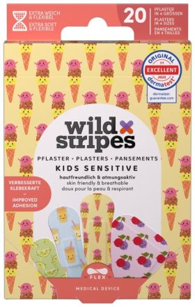 Wild Stripes Kids Sensitive Fruity Friends Club - Dětské náplasti 20 ks