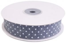 Bavlněná stuha s puntíky jeans 25mm/22,5cm mix barev