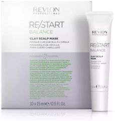 Revlon Professional Restart Balance Clay Scalp Mask - Čistí maska na vlasy s přírodním jílem 10x15 ml