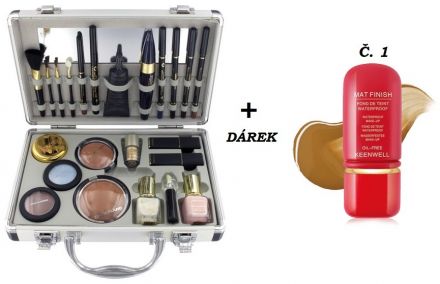 Keenwell Kosmetický kufr dekorativní kosmetiky 23Ks + Make-up Mat Finish č.1