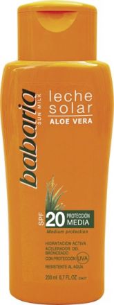 Babaria Sun Leche Solar Sun milk Aloe Vera - Opalovací mléko s výtažkem z Aloe Vera SPF20 200ml