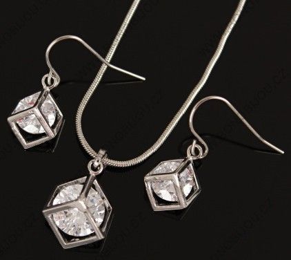 Souprava bižuterie Klícka se zirkony - bílá 16730_1