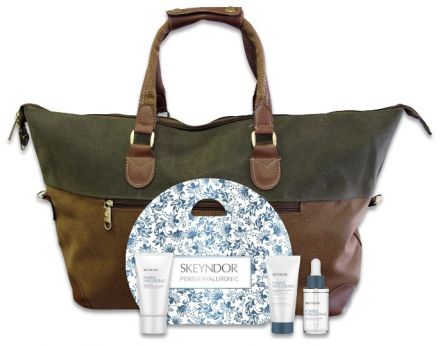 Skeyndor Power Hyaluronic Vánoční balíček č.32 - Intenzivní hydratační krém 50 ml + Hloubkově hydratační maska 50 ml + Hydratační booster 50 ml + Dámská cestovní taška Dárková sada