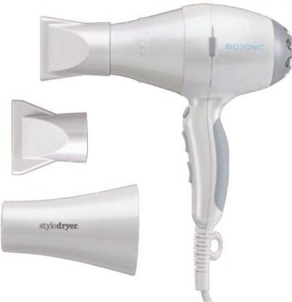 Bio Ionic Style dryer 1600 W - Profesionální fén na vlasy se dvěma hubicemi bílostříbrný Z-FGTBI-3509
