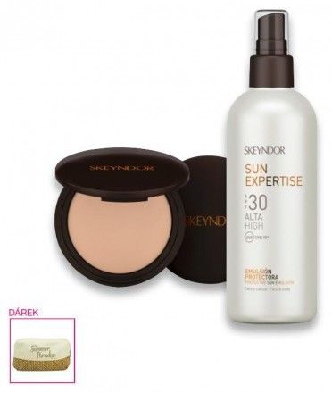 Skeyndor Sun Expertise Sun Set č. 4 - Ochranná emulze na opalování SPF30 200ml + Make-up SPF50 01 - světlý + Neceser Dárková sada