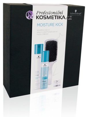 Schwarzkopf Bonacure Moisture Kick Vánoční sada - Hydratační šampon 250ml + Hydratační bezoplachový kondicionér 200ml + Kartáč na vlasy Dárková sada