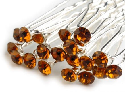 Štrasová vlásenka - kamínek oranžová 1ks