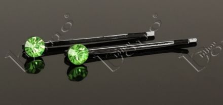 Vlasová sponka černá s kamínkem zelená 2ks