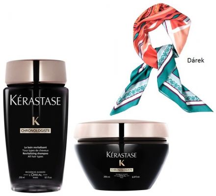 Kérastase Chronologiste Summer Set - Revitalizační šampon 250ml + Revitalizační maska 200ml + Módní šátek Dárková sada