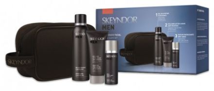 Skeyndor For Men Vánoční sada - Gel na holení 150ml + Balzám po holení 100ml + Sérum 30ml + Neceser Dárková sada