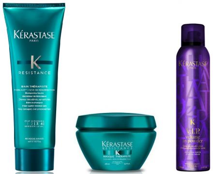 Kérastase Resistance Therapiste Vánoční sada - Obnovující šampon pro poškozené vlasy 250ml + Obnovující maska pro poškozené vlasy 200ml + Pudrový sprej 250ml Dárková sada
