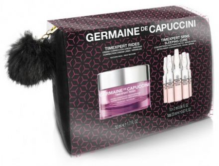 Germaine de Capuccini Timexpert Rides Set - Krém proti vráskám na suchou pleť 50ml + Noční koncentrovaná kůra 10x2ml + Luxusní neceser Dárková sada