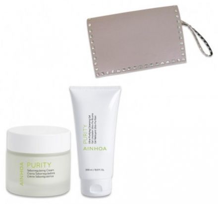 Ainhoa Purity Letní sada 2018 - Seboregulační krém 50 ml + Čistící gel 200 ml + Neceser Dárková sada