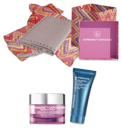Germaine de Capuccini Timexpert Rides Suchá Pleť Letní sada 2018 - Regenerační krém 50 ml + Pleťové sérum Hydracure Hyaluronic Force 30 ml + Módní šátek + Neceser Dárková sada
