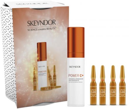 Skeyndor Power C+ letní sada - Projasňující sérum 30 ml + koncentrát 4 x 2 ml + elegantní ledvinka Dárková sada