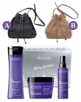 Revlon Professional Be Fabulous Vánoční sada - Šampon pro jemné vlasy 250 ml + maska 200 ml + sprej pro objem 80 ml + kabelka Dárková sada