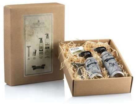 Gordon Barber Beard and Finishing Kit - Holící strojek 1 ks + olejové tonikum na vousy 50 ml + balzám po holení 100 ml + čistící gel na vousy 150 ml + náhradní žiletky 5 ks Dárková sada