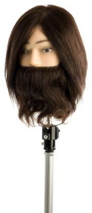 Cvičná pánská hlava s vousy 100% pravých vlasů