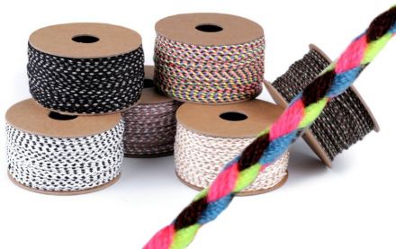 Bavlněná Šňůrka/provázek splétaný Ø2mm/20m Mix barev