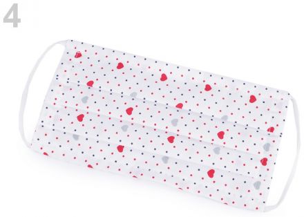 Rouška bavlněná jednovrstvá Bílá srdíčka