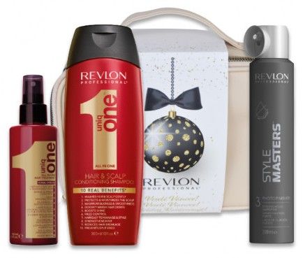 Revlon Professional Uniq One Vánoční Sada - Neoplachující péče 150 ml + šampon 300 ml + lak na vlasy 200 ml Dárková sada