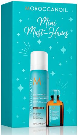 Moroccanoil Mini Must Haves - Suchý šampon pro tmavé odstíny 65 ml + olejová péče 15 ml Dárková sada