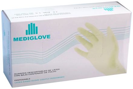 Mediglove White Latex Gloves - Jednorázové latexové rukavice Bez pudru S Bílé 100ks